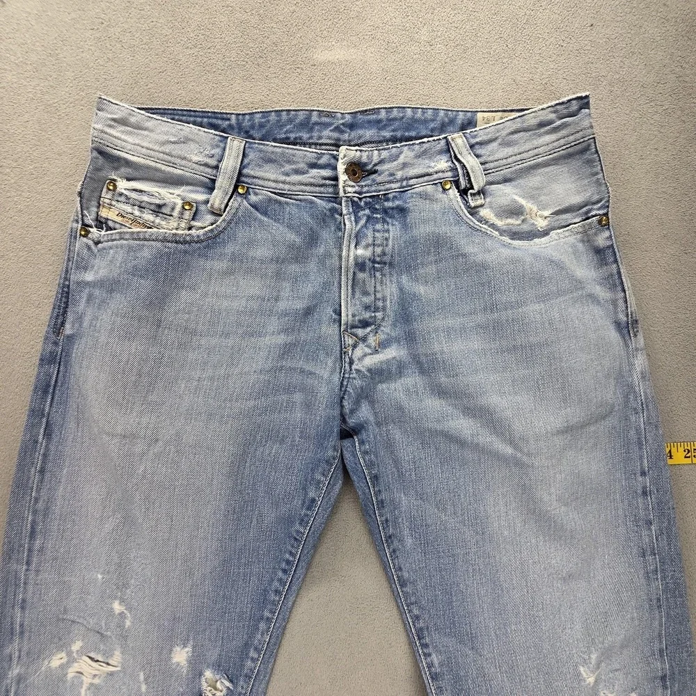 Diesel Jeans Mens 34x34 Blue Kajo Relaxed Straight Button Fly Made Italy 0071J